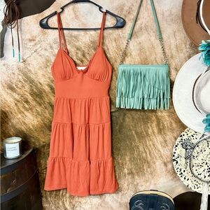 Women's Orange Tiered Dress